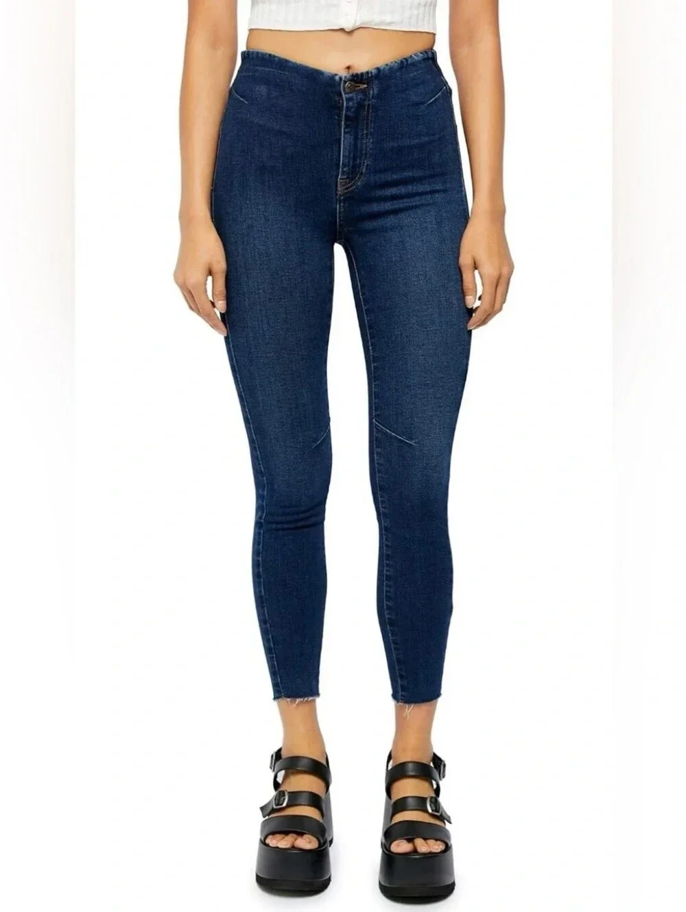 Free People Miles Away High Waist Crop Skinny Jeans in Feels like Sunshine 30